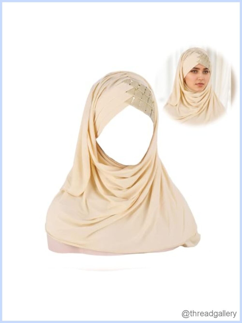 Sequin Stretch Hijab Head Wrap Lightweight Polyester Women's